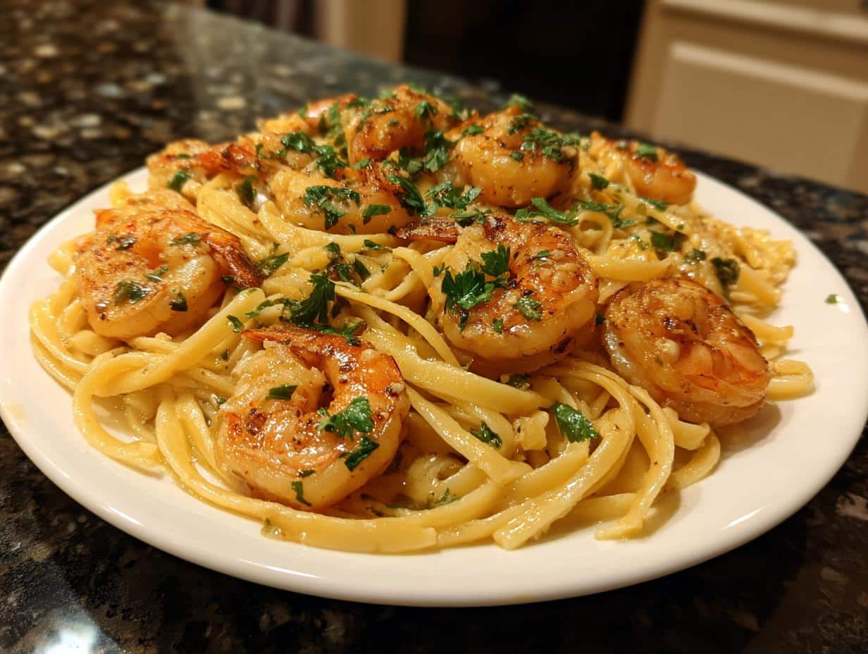 25-Minute Creamy Garlic Shrimp Linguine That Tastes Divine