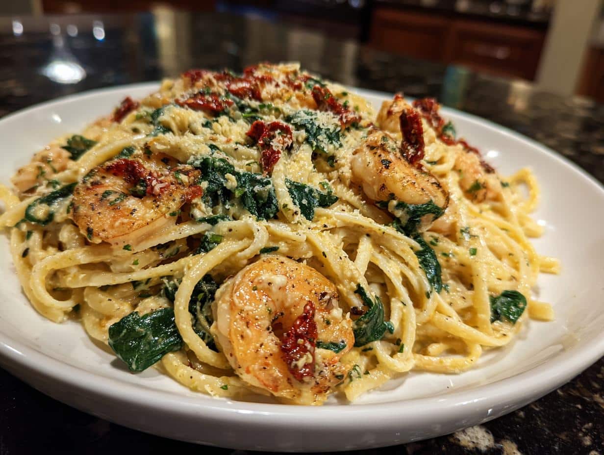 25-Minute Creamy Tuscan Shrimp Pasta You Won’t Resist