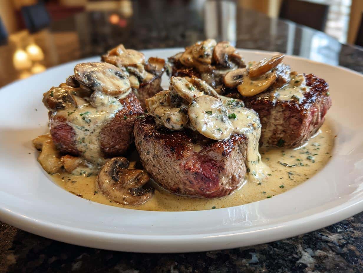 Juicy Beef Tenderloin with 5-Star Creamy Mushroom Sauce