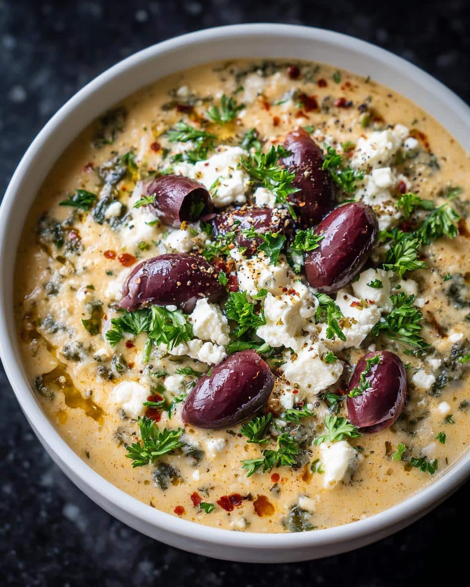 Greek White Bean Soup with Feta & Olives - detail 2