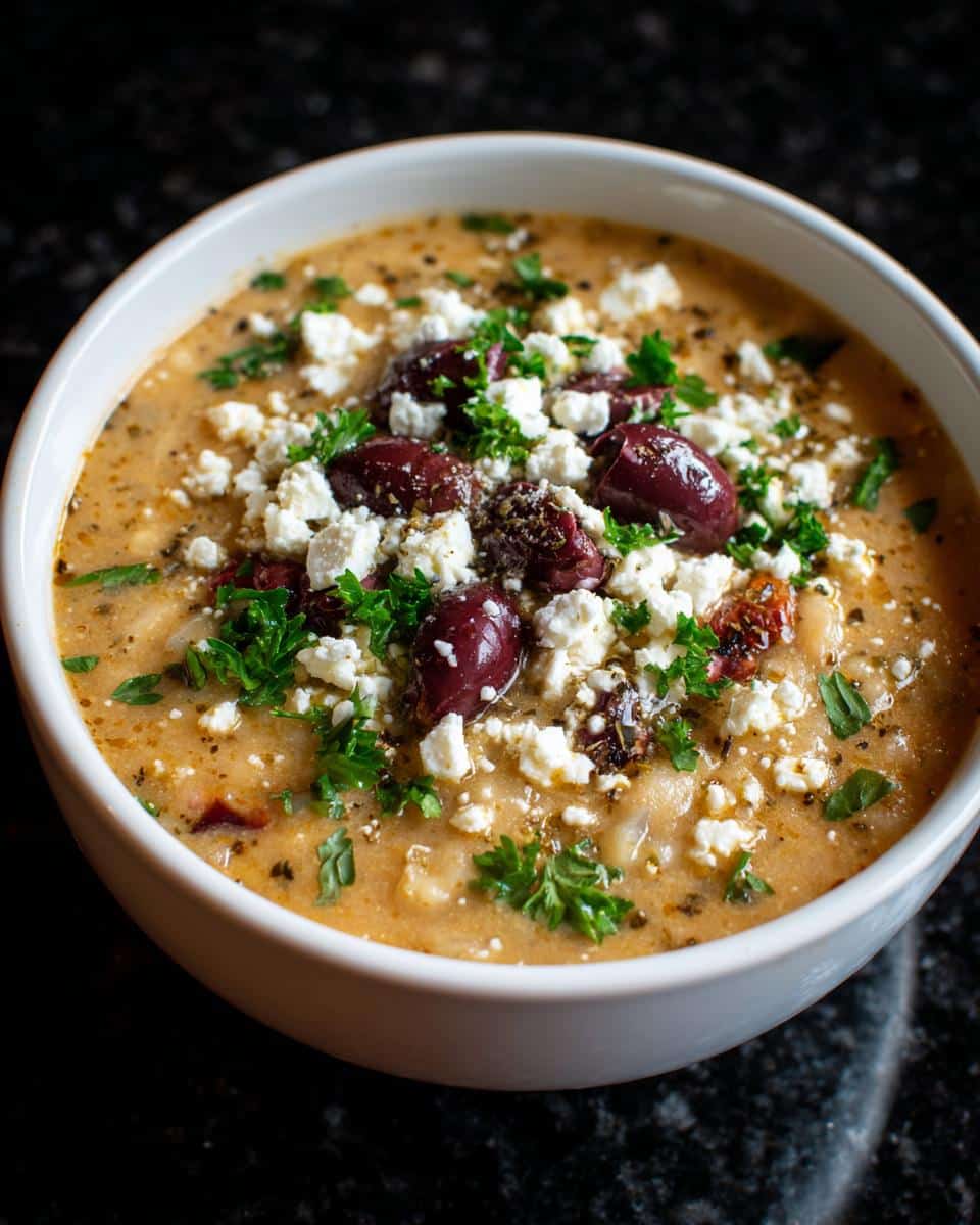 Greek White Bean Soup with Feta & Olives - detail 3