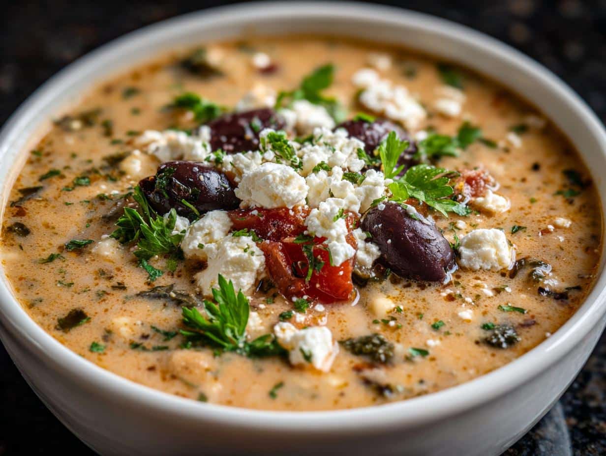 Greek White Bean Soup with Feta & Olives - detail 4
