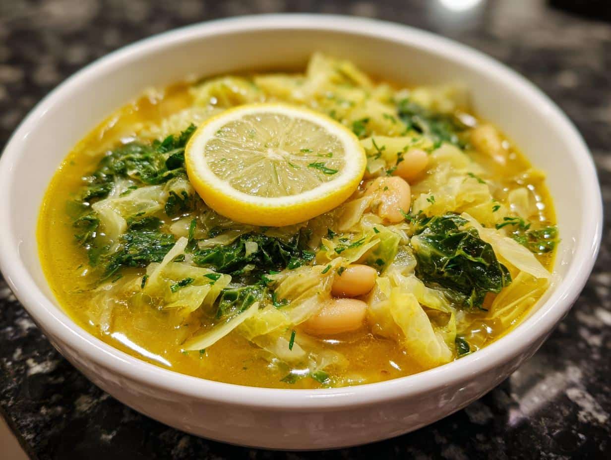 Lemon-Turmeric Cabbage & White Bean Soup