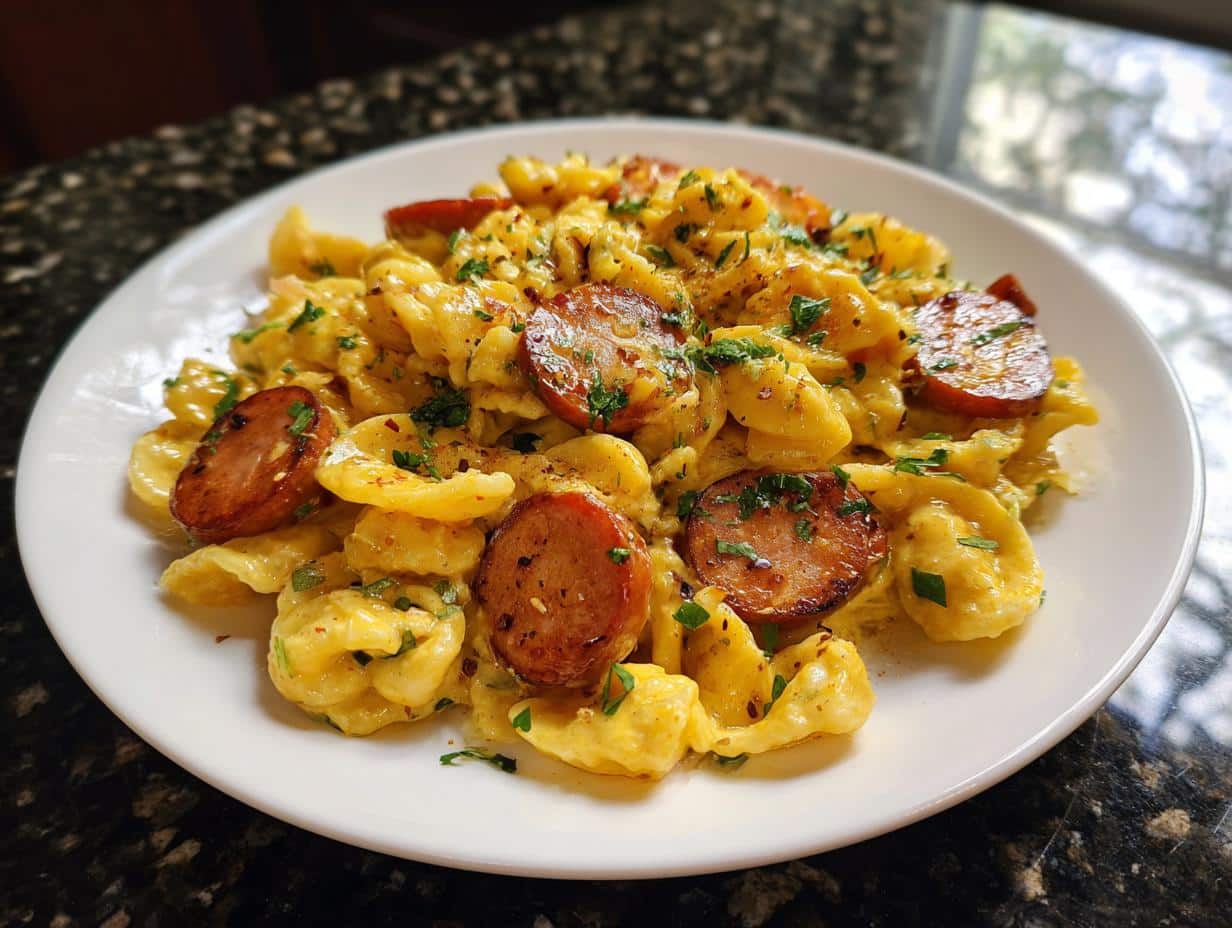 25-Minute Mustardy Kielbasa Pasta That Will Blow Your Mind