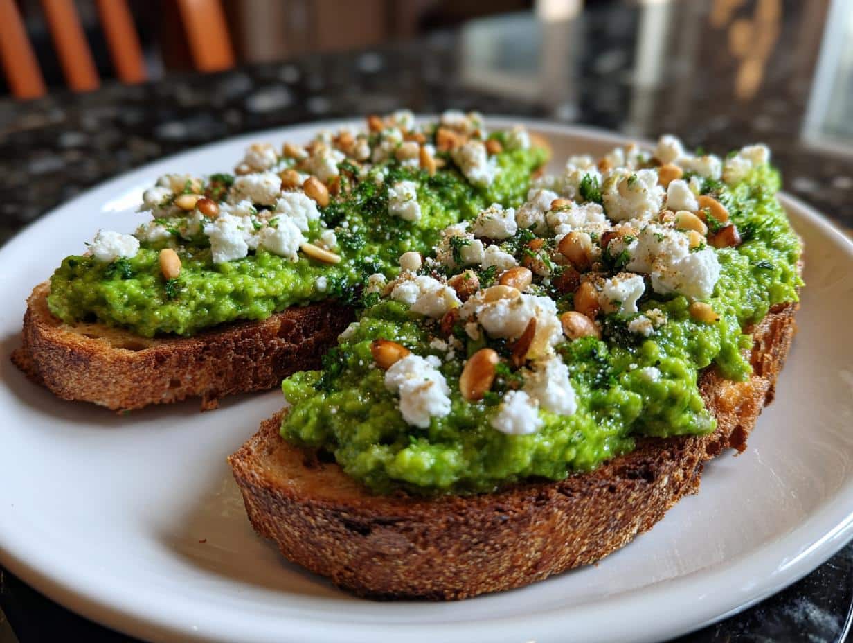 5-Minute Pea and Mint Pesto Toast Delight