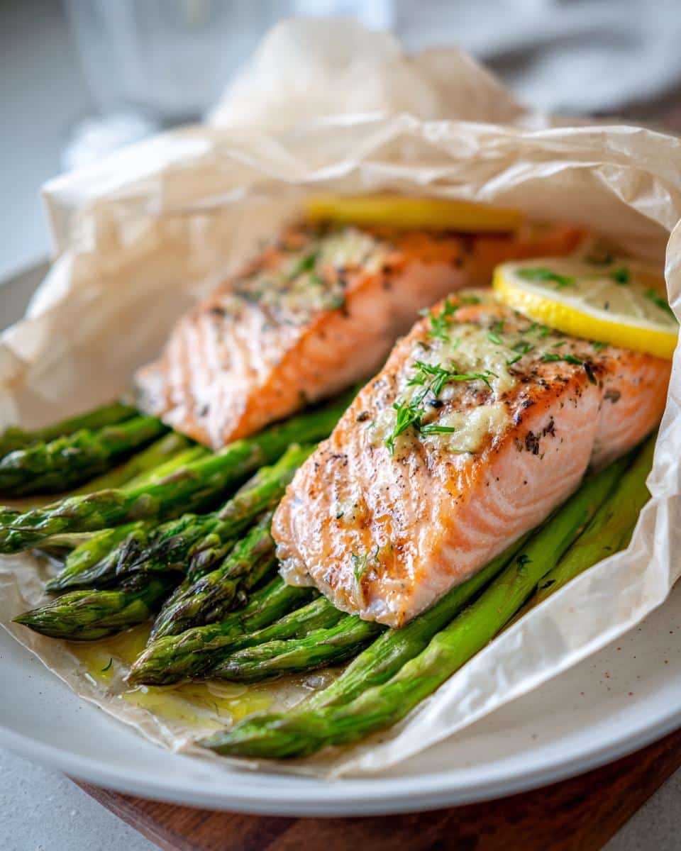 Salmon en Papillote with Asparagus - detail 1