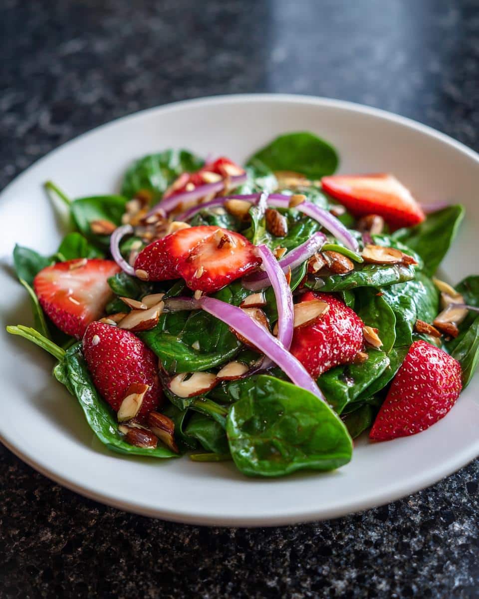 Strawberry spinach salad with balsamic vinaigrette - detail 2