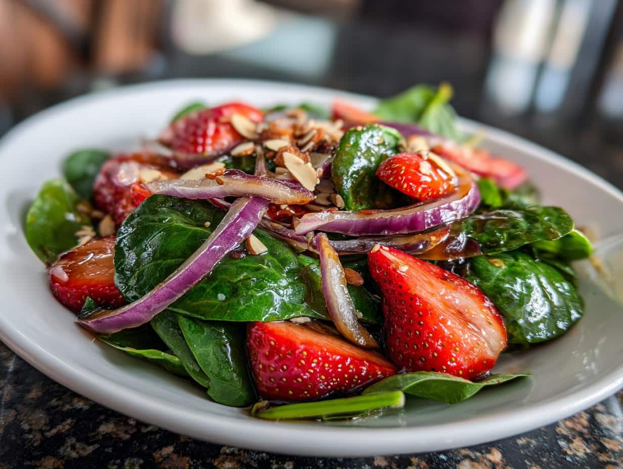 Strawberry spinach salad with balsamic vinaigrette - detail 3