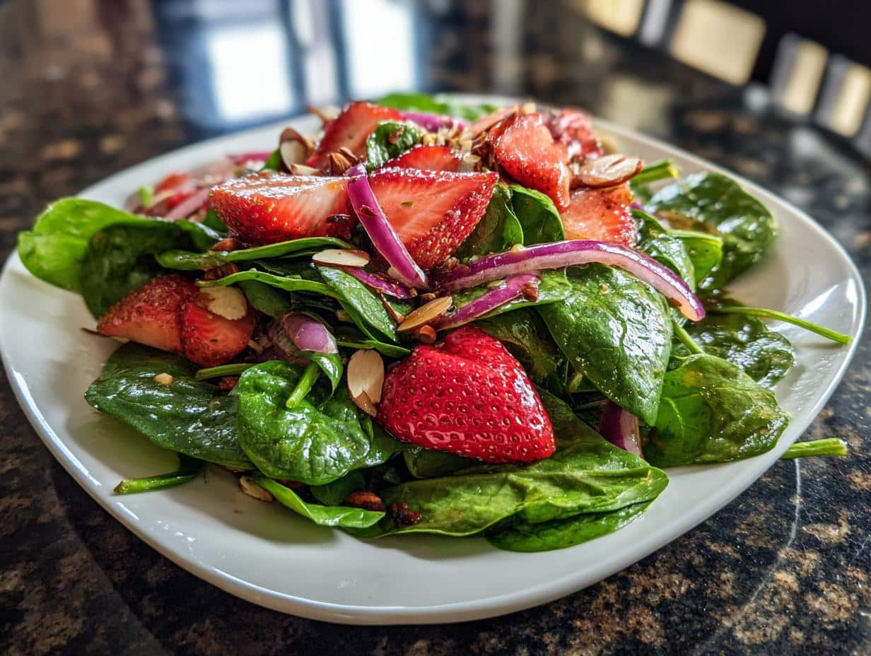 Strawberry spinach salad with balsamic vinaigrette - detail 4
