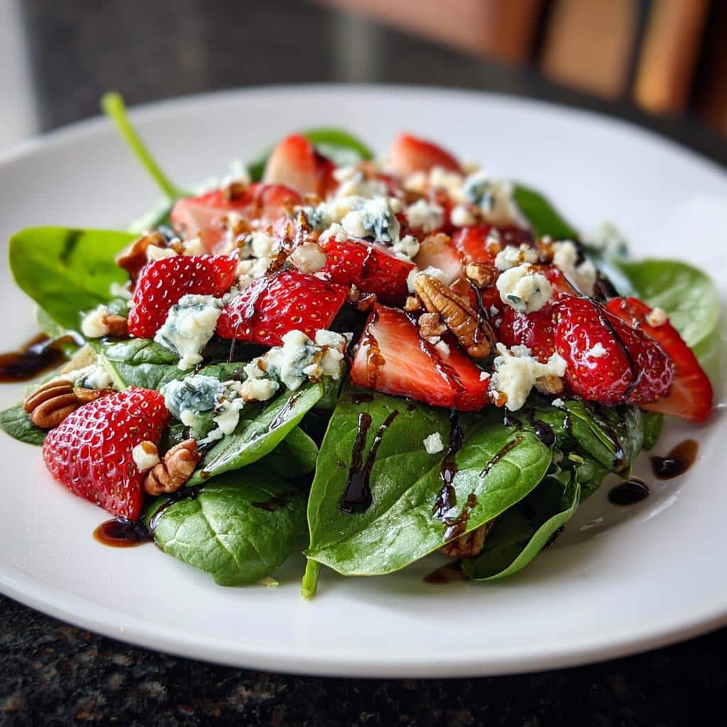 Strawberry spinach salad with blue cheese - detail 1