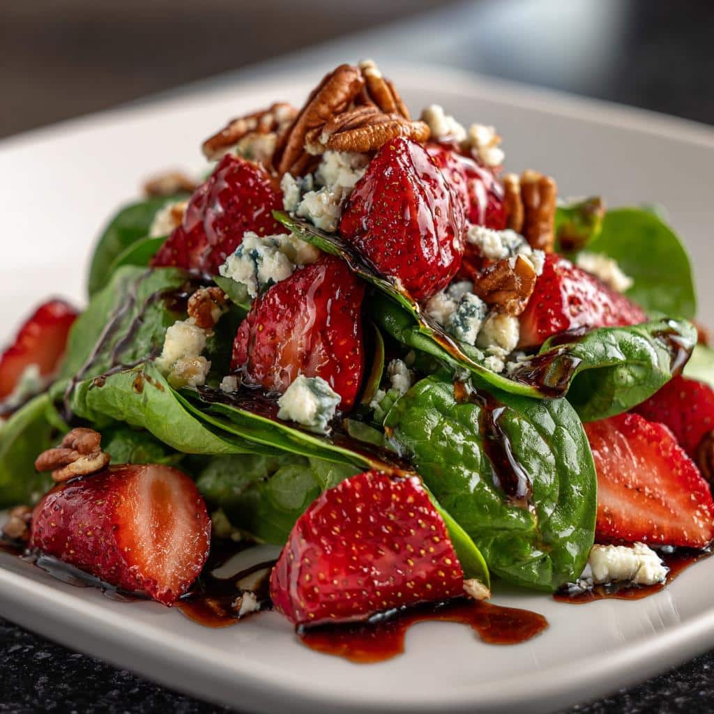 Strawberry spinach salad with blue cheese - detail 2