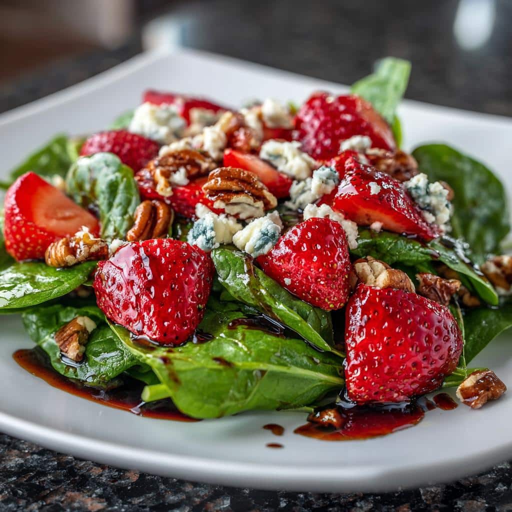 Strawberry spinach salad with blue cheese - detail 3