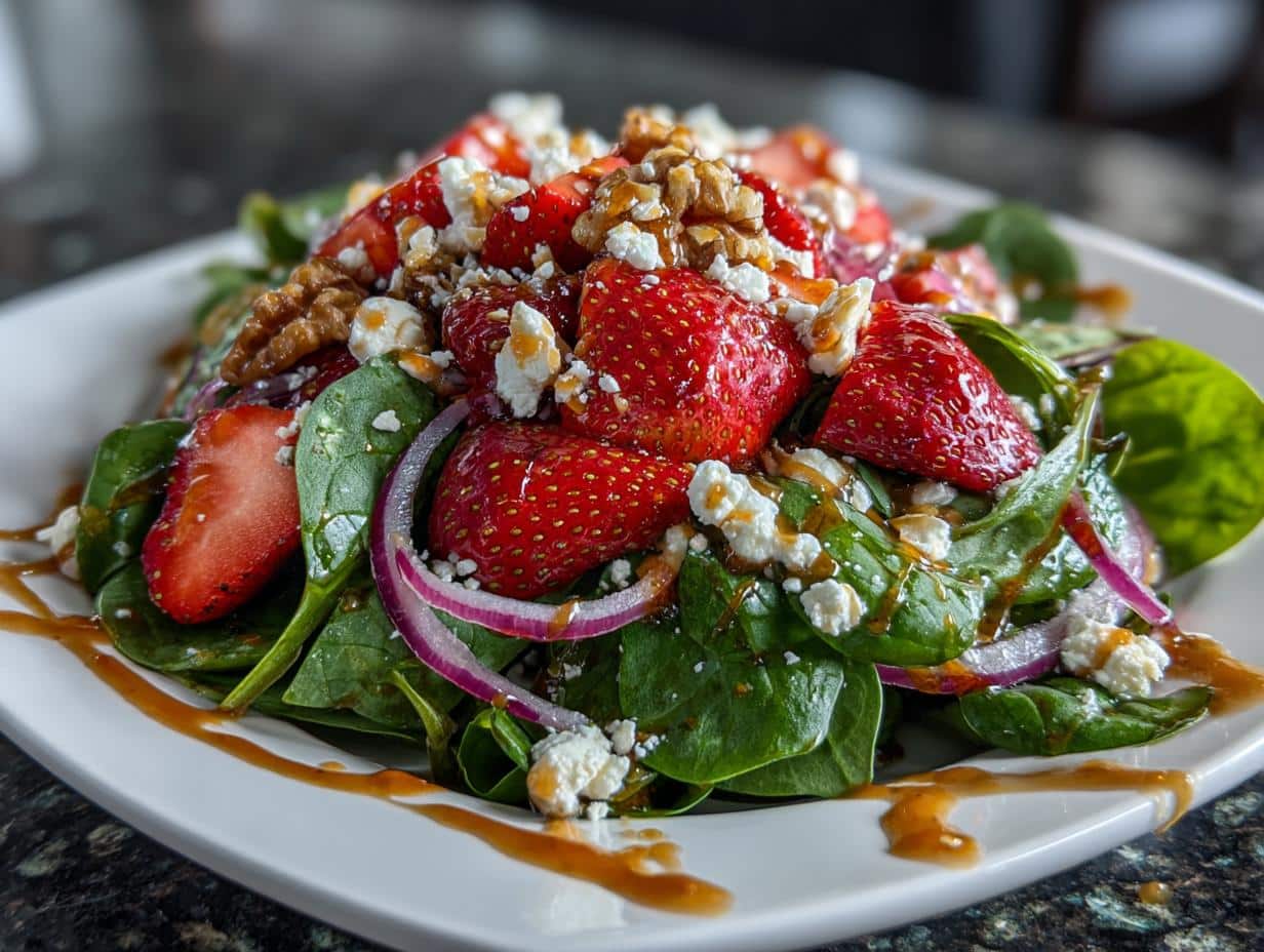 Strawberry spinach salad with goat cheese - detail 3