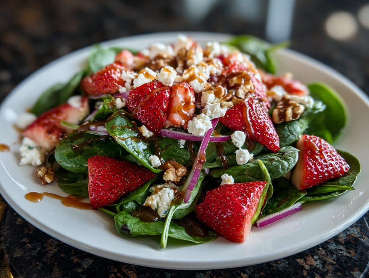 Strawberry spinach salad with goat cheese - detail 4