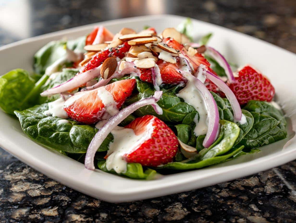 Strawberry spinach salad with poppy seed dressing - detail 2