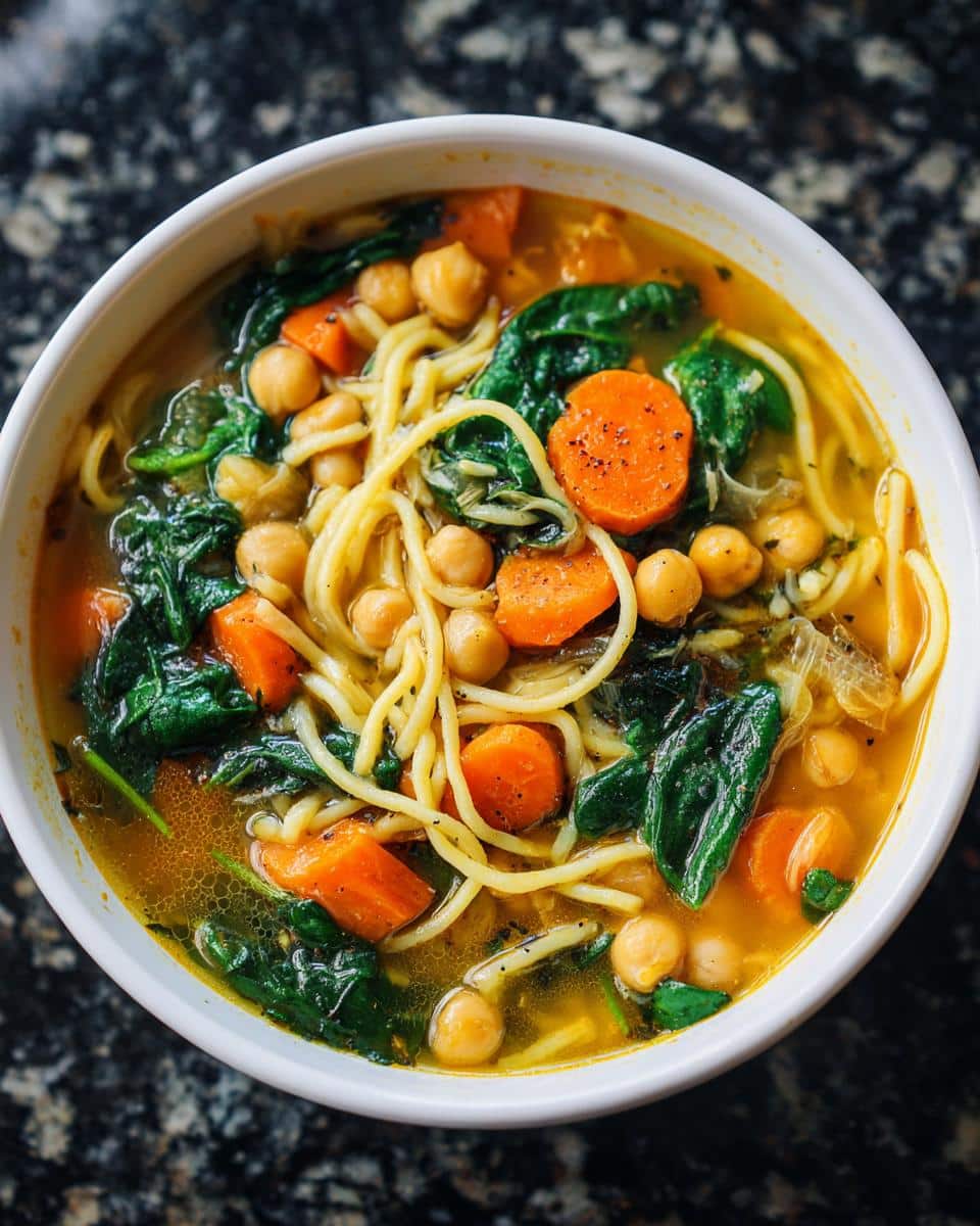 Vegan Chickpea Noodle Soup - detail 1