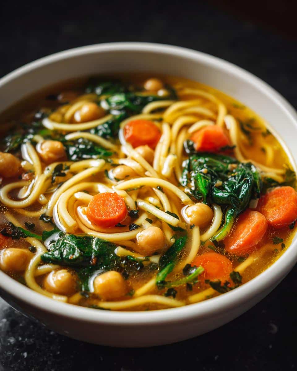 Vegan Chickpea Noodle Soup - detail 2
