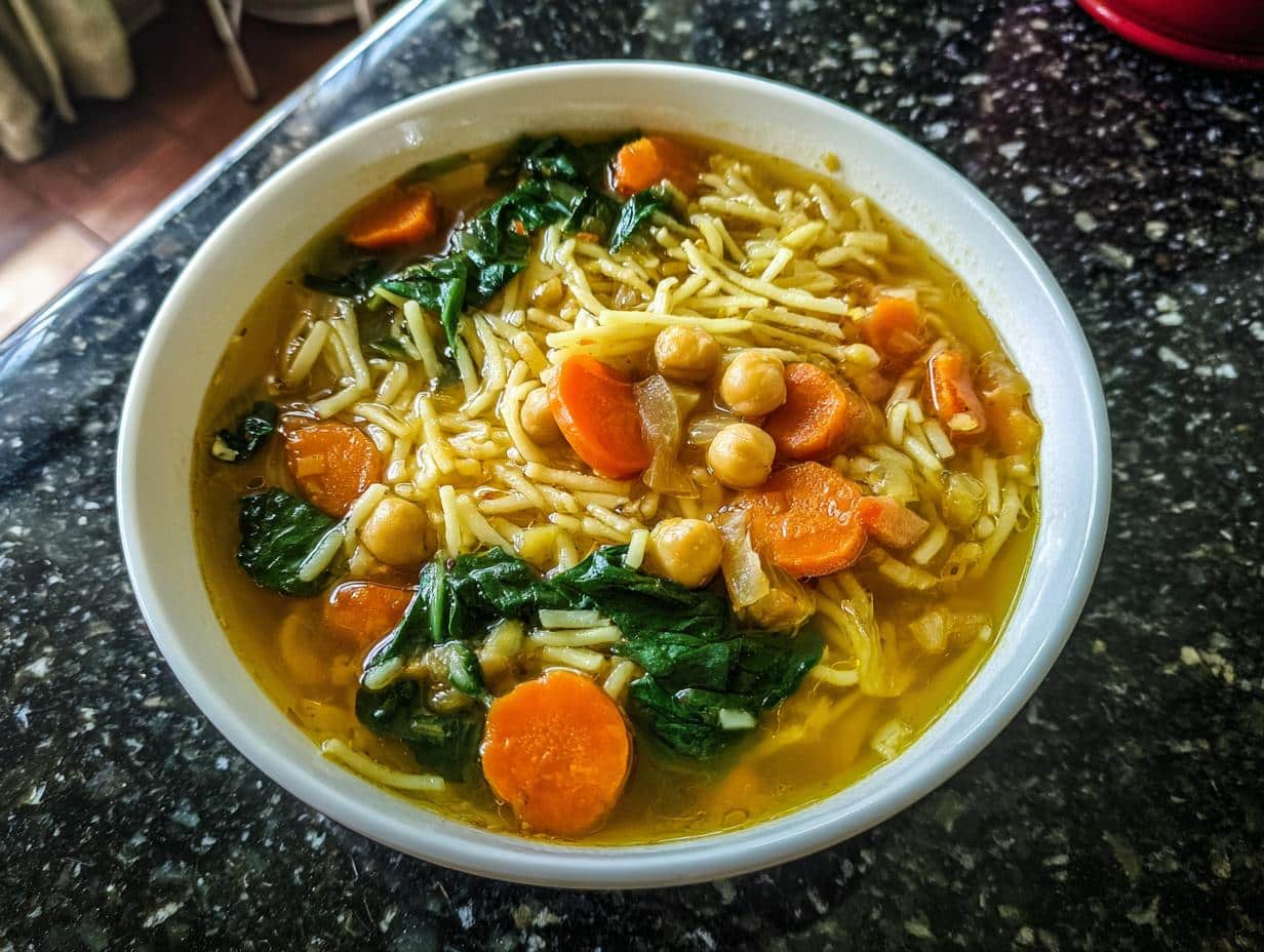 Vegan Chickpea Noodle Soup - detail 3