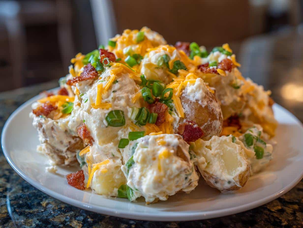 Loaded potato salad with turkey bacon - detail 4