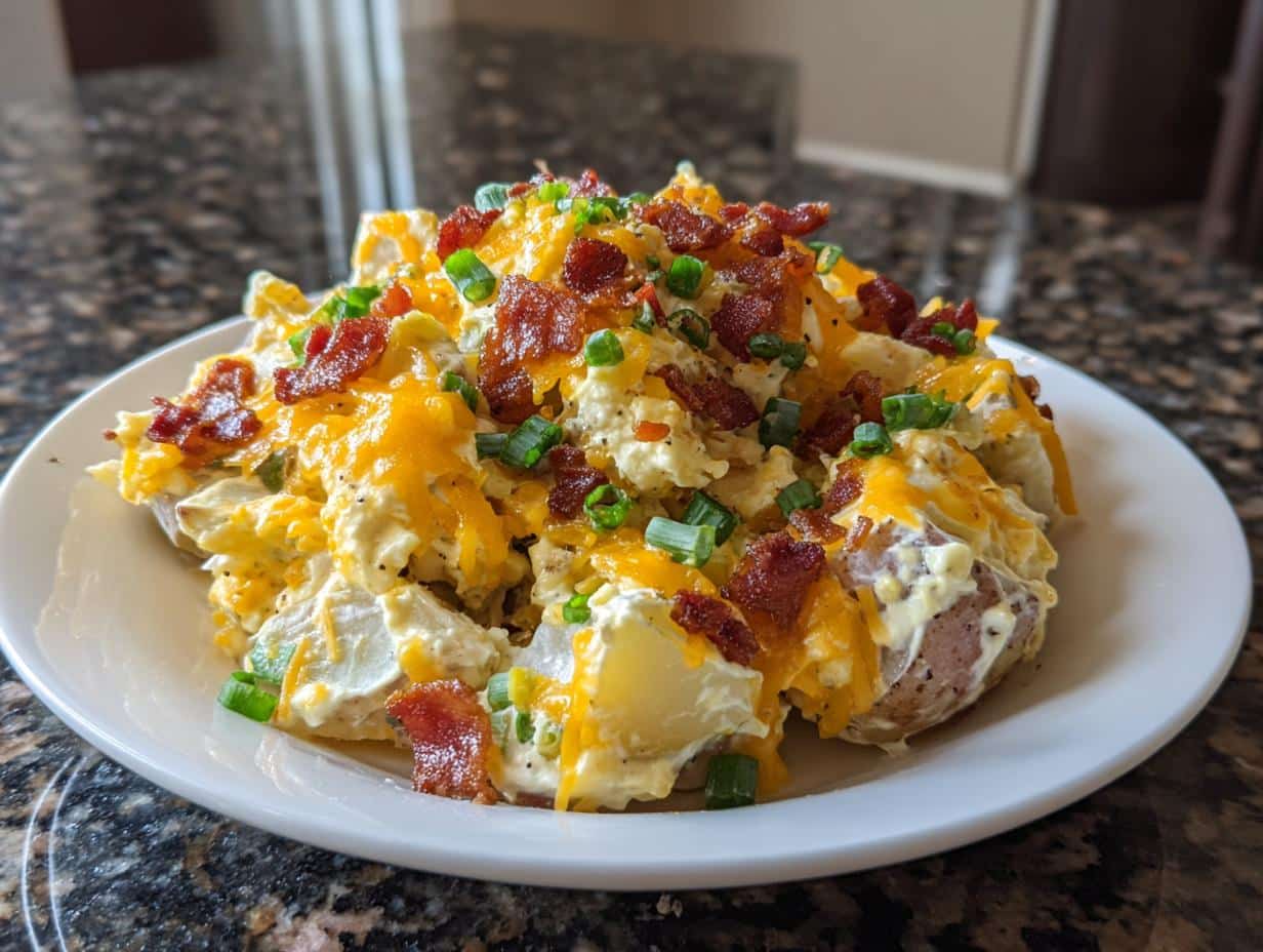 Loaded potato salad with turkey bacon - detail 5